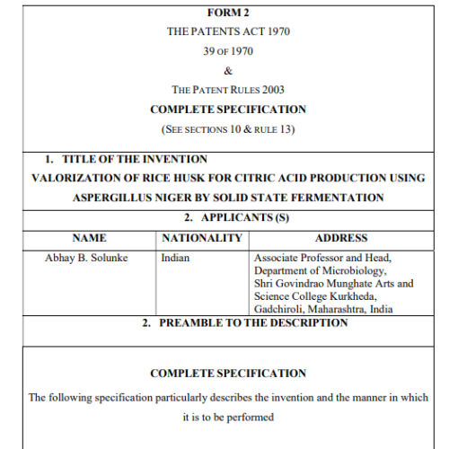 THE PATENT RULES 2003 COMPLETE SPECIFICATION